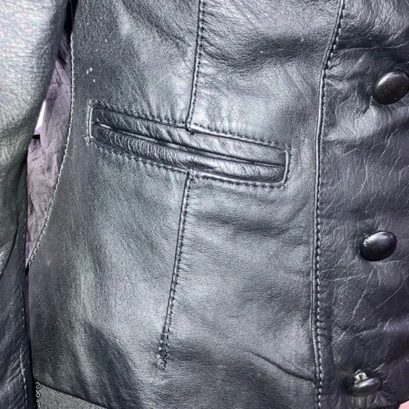 Black Leather double breasted jacket - Picture 8 of 13